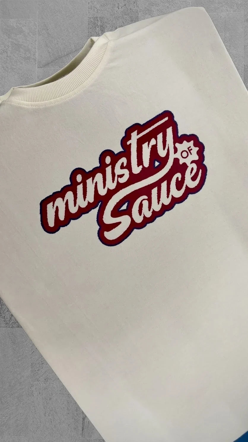 "HAND SCREEN PRINTED IN-HOUSE -The Ministry of Sauce Screen-Print Process"
